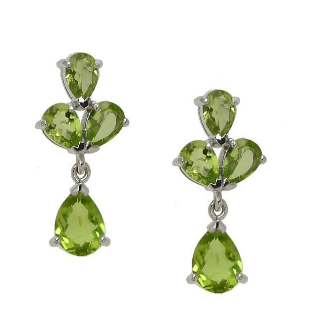 Silver 4.64ctw Peridot Cluster Drop Earrings (1 of 1)