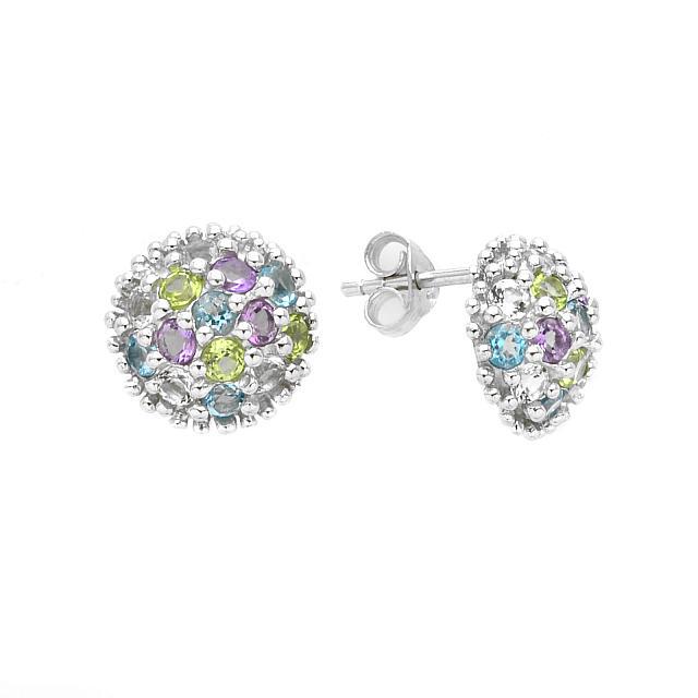 Sterling SilverMulti Gemstones Stud Earrings (1 of 1)