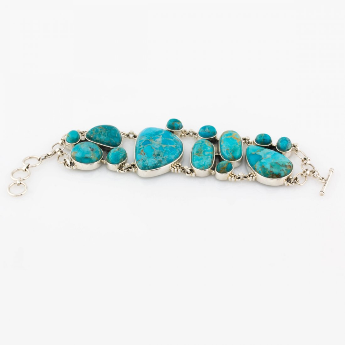 Sterling Silver Turquoise Toggle Bracelet 8" (1 of 2)