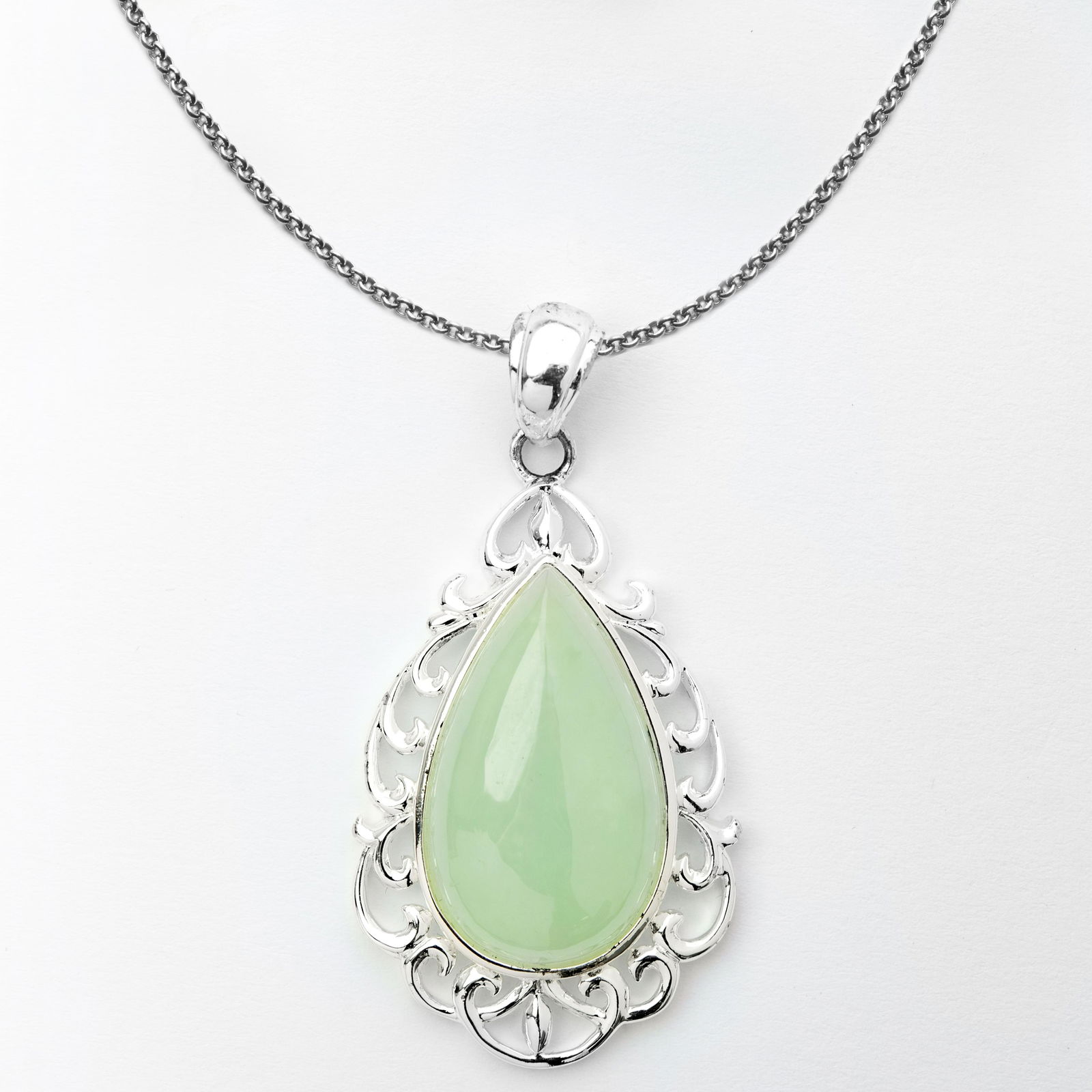 Sterling Silver Green Jade Cutout Pendant (1 of 1)
