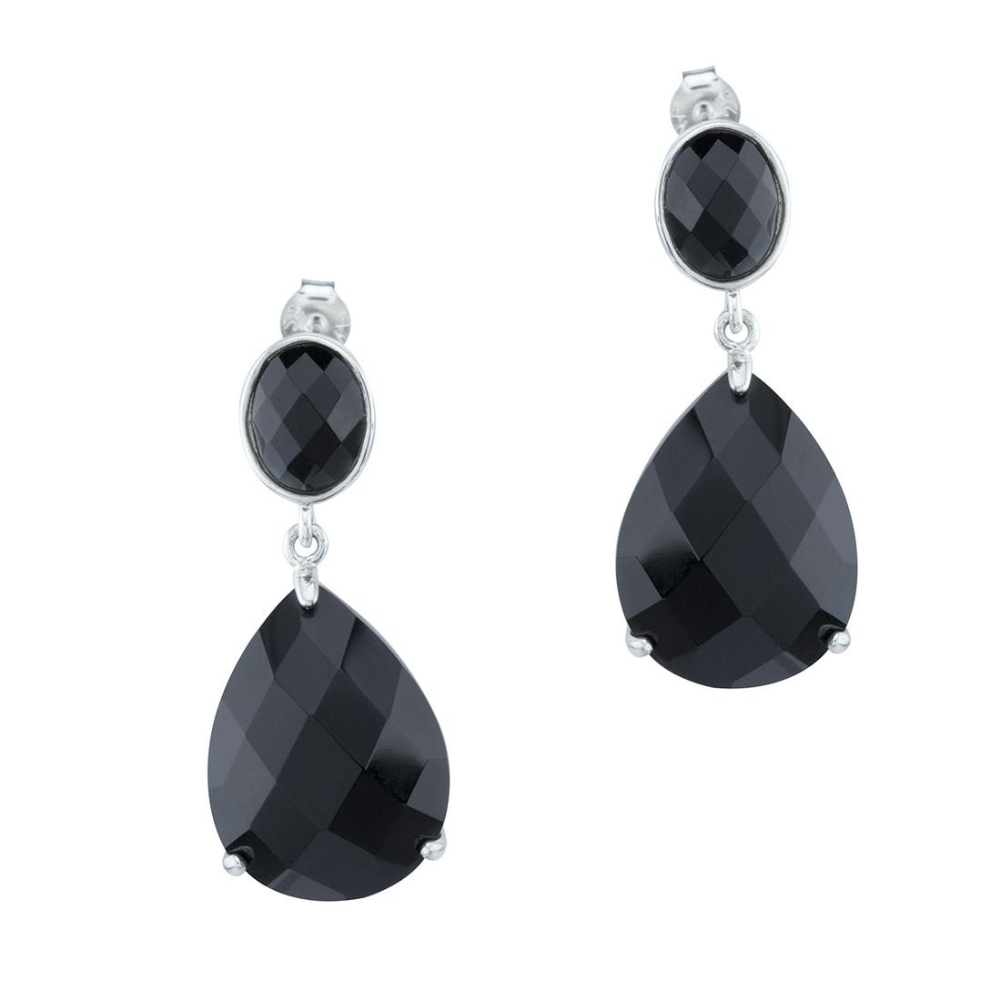 Sterling Silver Black Onyx Drop Earrings (1 of 3)
