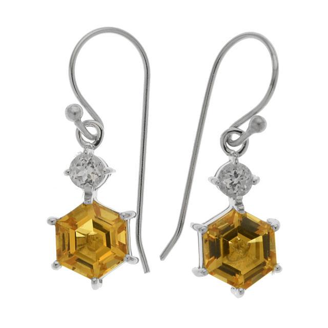 Sterling Silver Citrine Amethyst Drop Earrings (1 of 1)