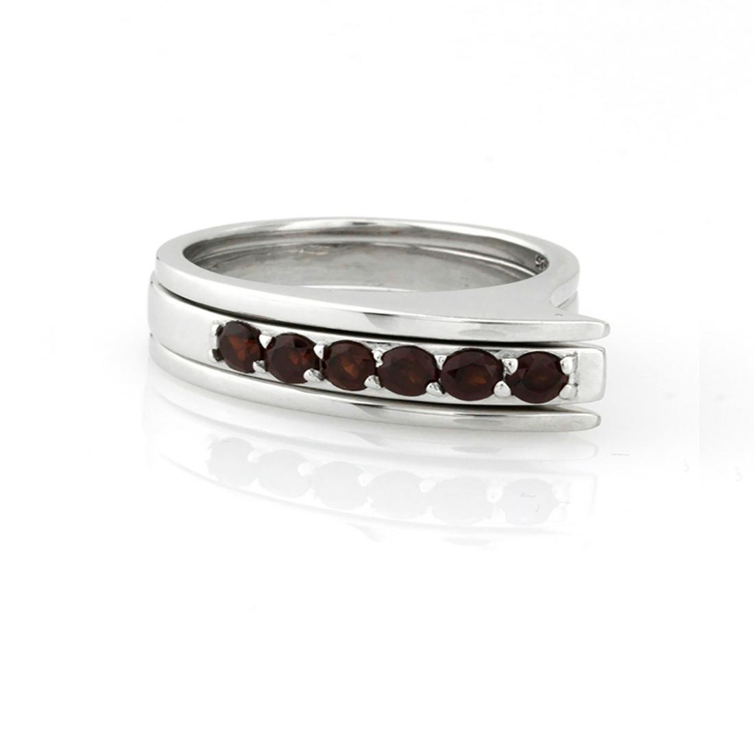 Set of Three Silver Garnet Stack Band Rings-SZ 9 (1 of 2)