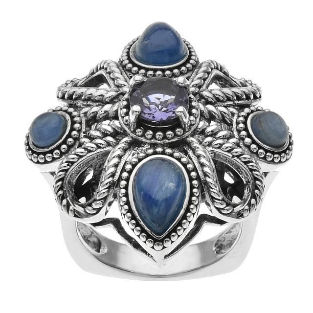 Sterling Silver Kyanite & Iolite Rope Ring-SZ 5 (1 of 2)