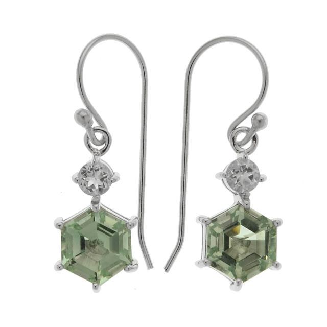 Sterling Silver Green Amethyst Drop Earrings (1 of 1)