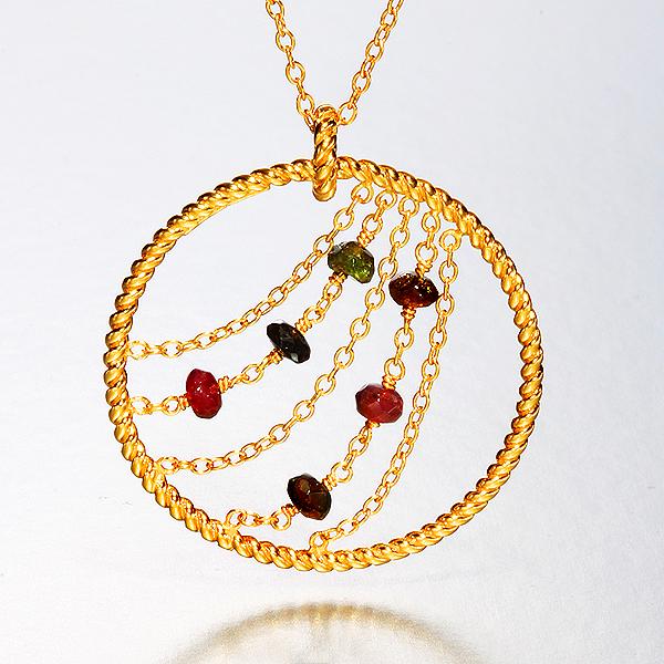 14K over Sterling Silver Multi Bead Round Pendant (1 of 1)