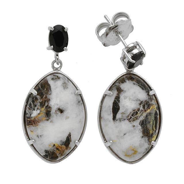 Silver White Buffalo & Spinel Drop Earrings (1 of 1)