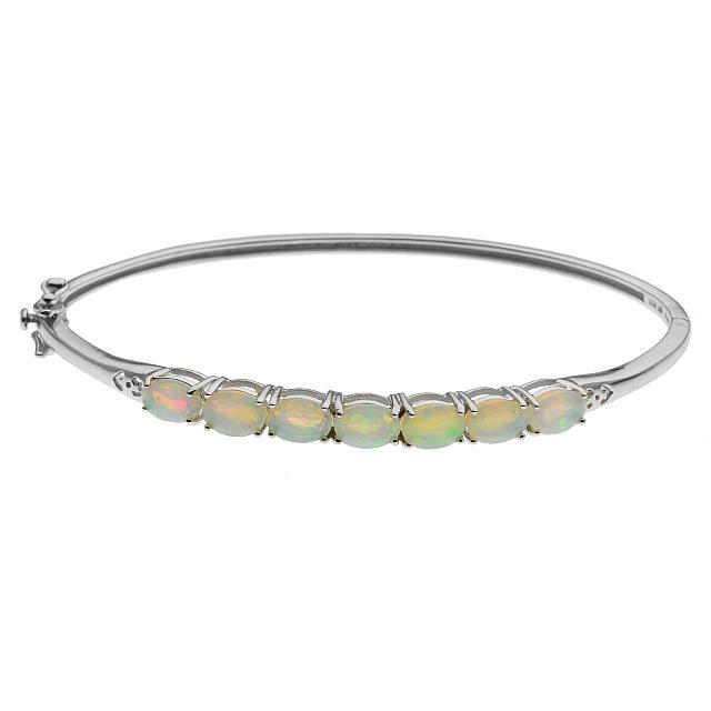 Sterling Silver Ethiopian Opal Hinged Bangle 7.25" (1 of 1)