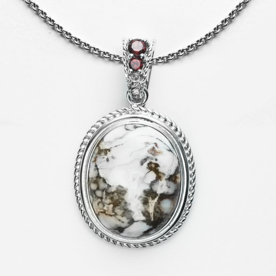Sterling Silver Wild Horse & Garnet Topaz Pendant (1 of 2)
