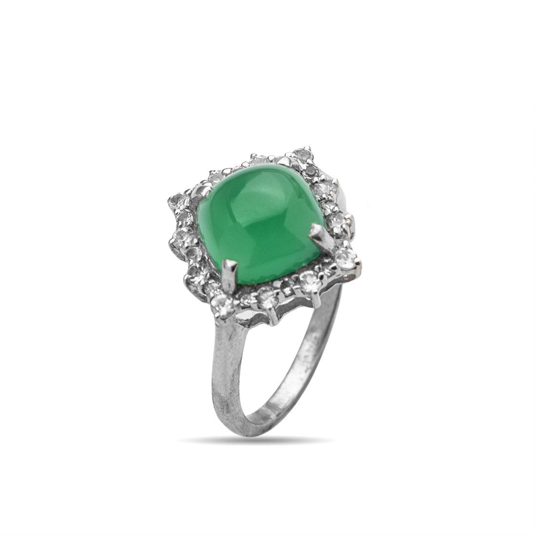 Sterling Silver Green Agate Ring-SZ 7 (1 of 1)