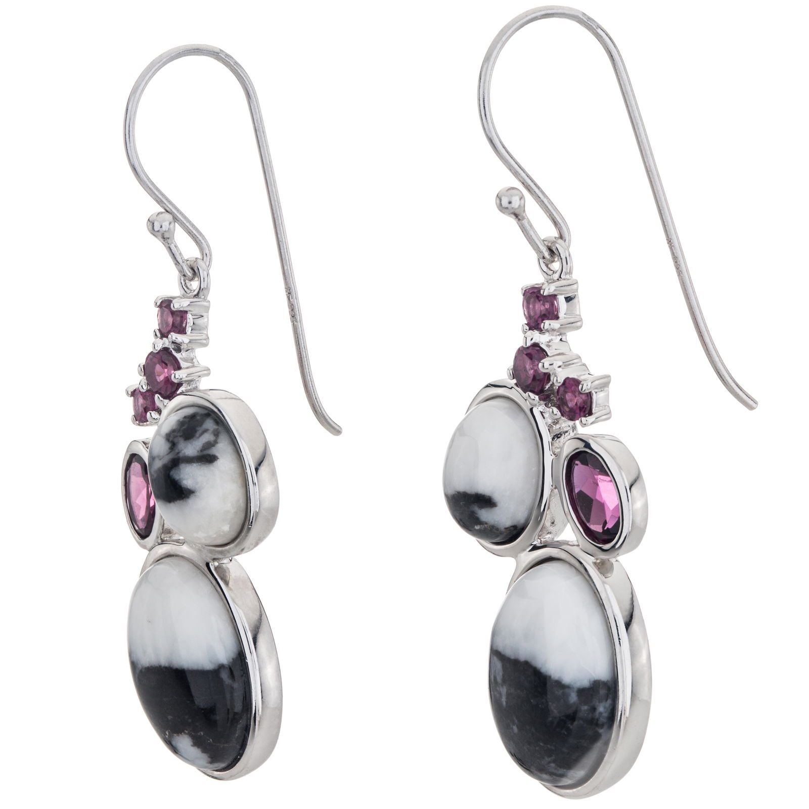 Silver White Buffalo & Garnet Drop Earrings (1 of 3)