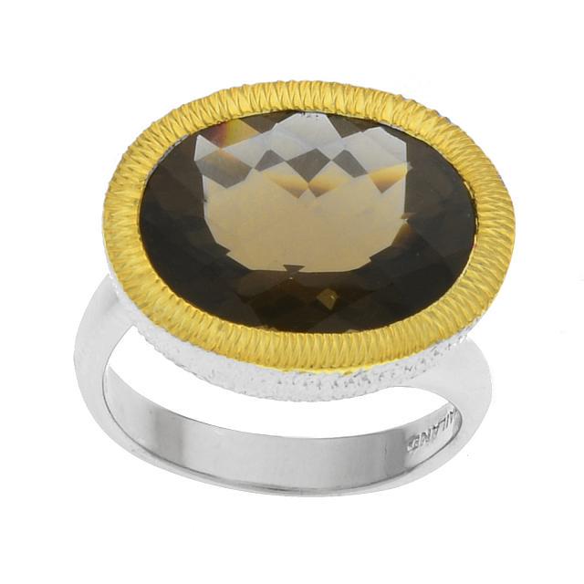 Silver 7.12ctw Checkerboard Smoky Quartz Ring-SZ 9 (1 of 1)