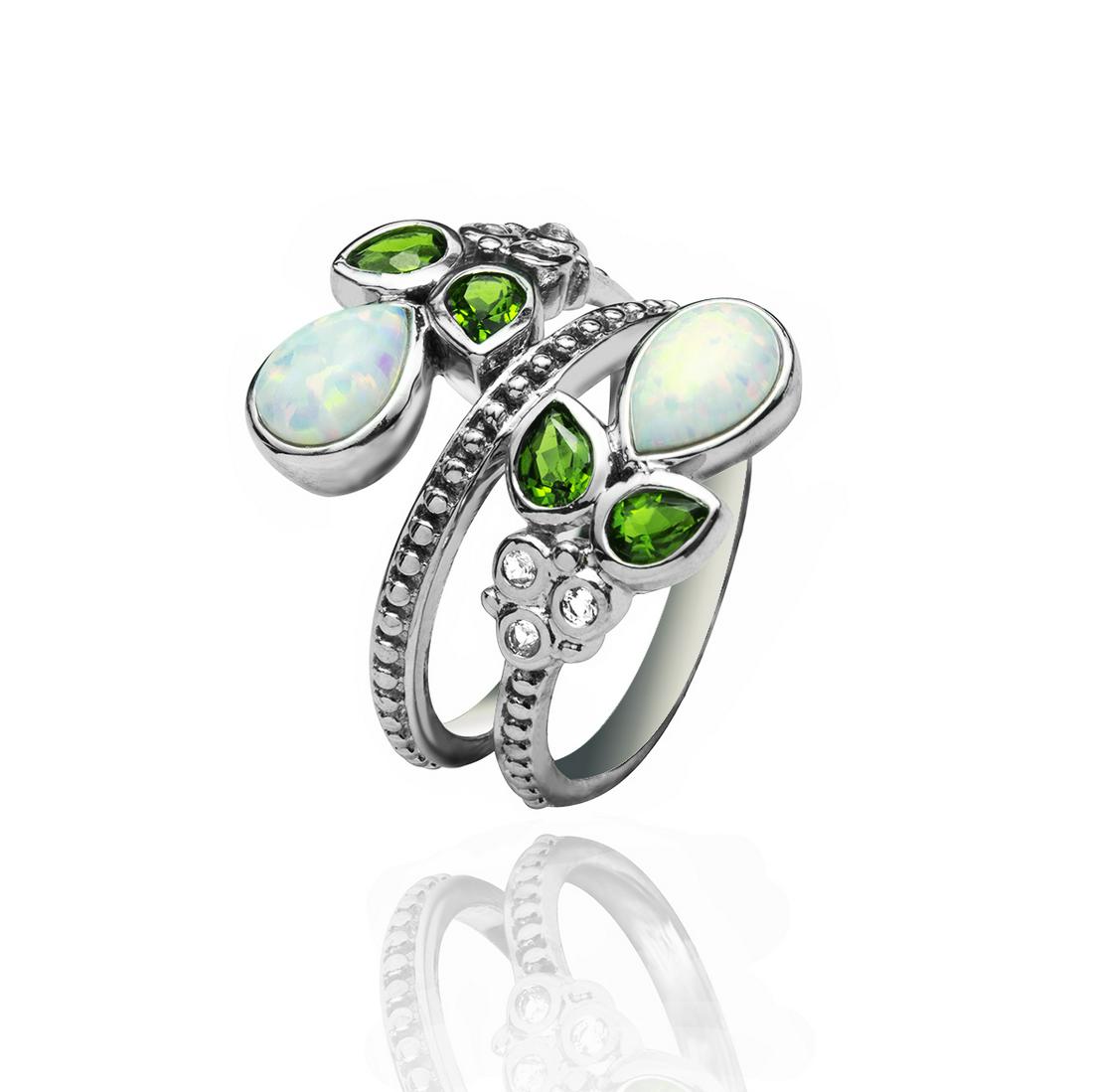 Sterling Silver Opal & Chrome Ring-SZ 7 (1 of 1)