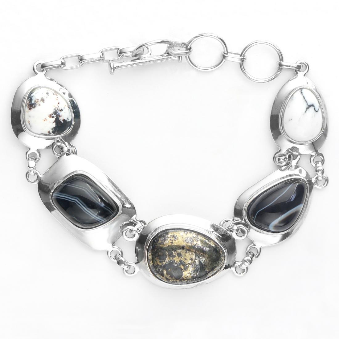 Sterling Silver Multi Gemstone Toggle Bracelet (1 of 2)