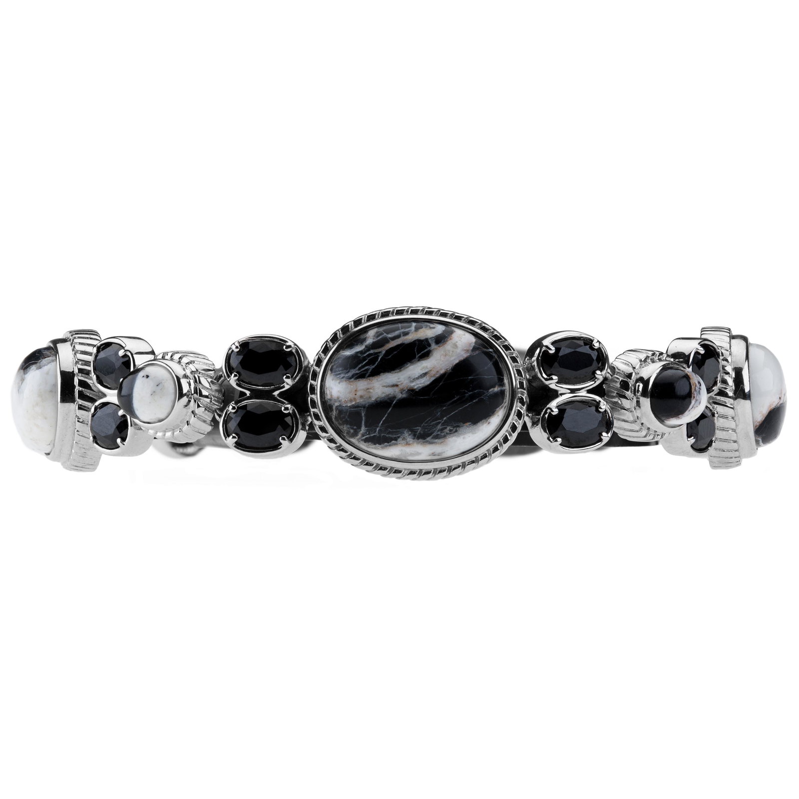 Silver White Buffalo Quartz & Spinel Bracelet 7.5" (1 of 3)