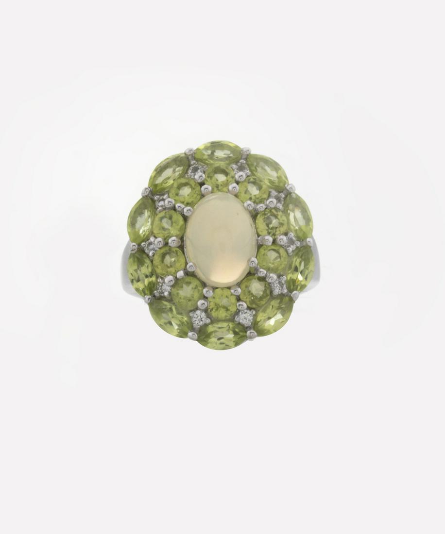 Silver Ethiopian Opal & Peridot Halo Ring-SZ 6 (1 of 3)