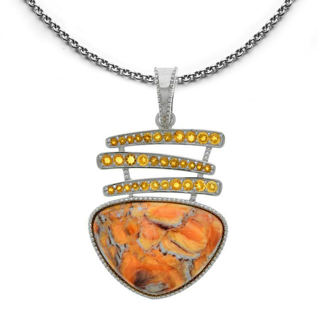 Sterling Silver Lions Paw & Citrine Pendant (1 of 2)