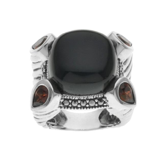 Sterling Silver Black Onyx & Garnet Ring-SZ 6 (1 of 1)