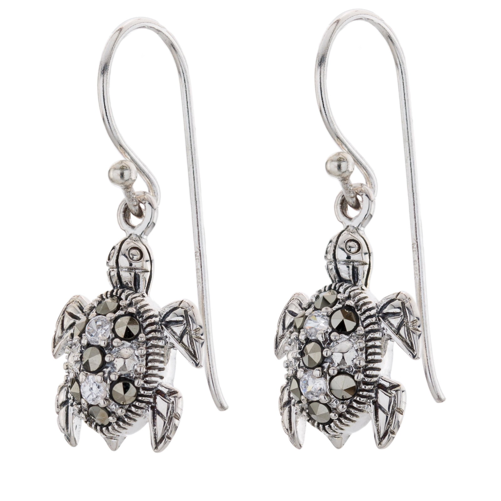 Sterling Silver Marcasite & CZ Turtle Earrings: Lighten the mood and brighten any occasion with these absolutely charming earrings from Addison Lane’s Animal Kingdom collection. Whimsical turtles are beautifully crafted in oxidized sterling s