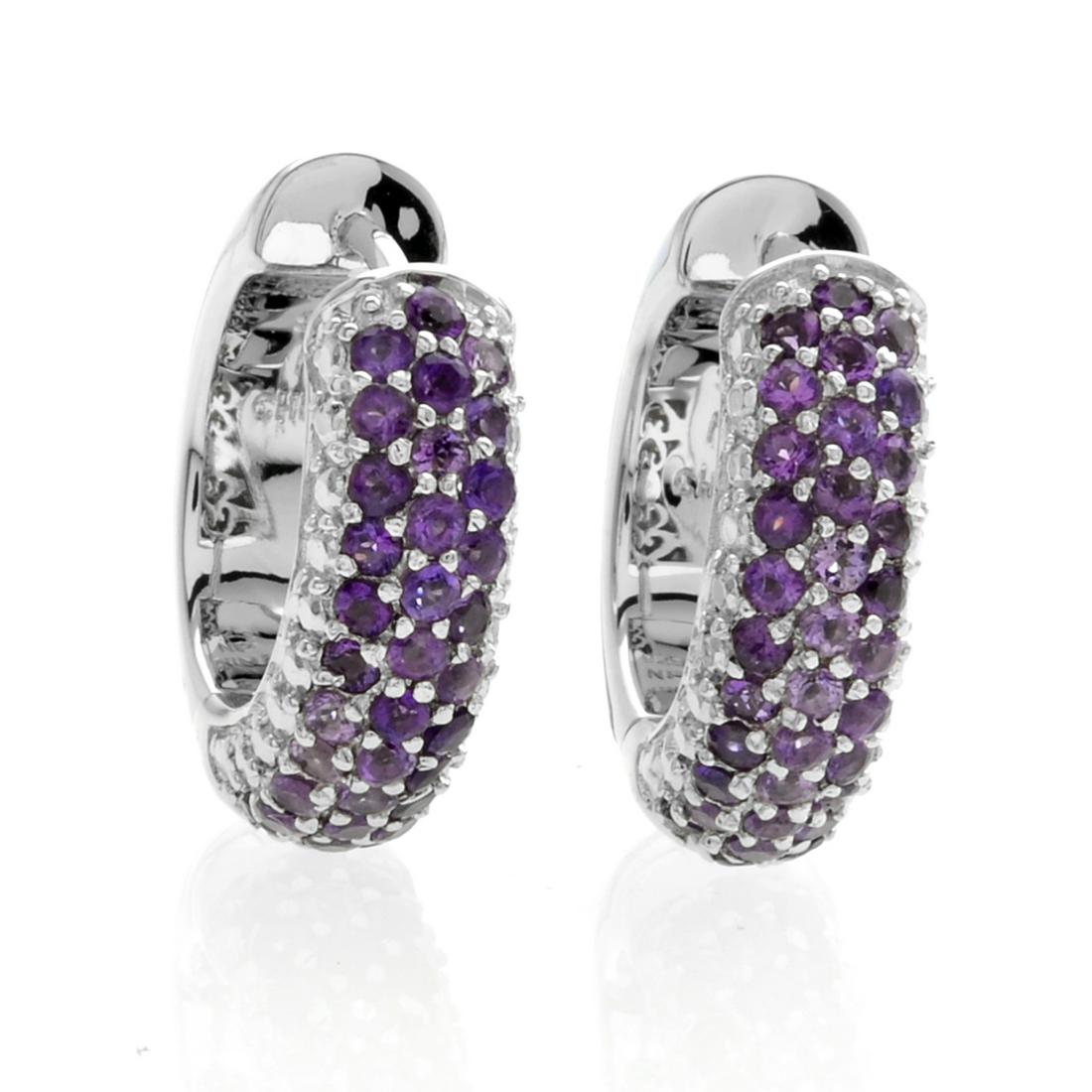Silver Jade & Amethyst Reversible Hoop Earrings (1 of 2)