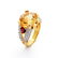 18K Gold over Silver Citrine & Garnet Ring-SZ 5