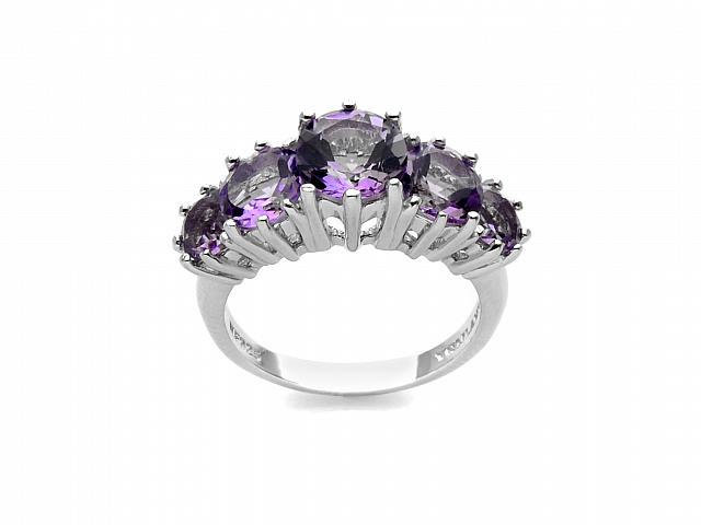 Silver 3.03ct Amethyst Graduated Ring-SZ 6 (1 of 1)