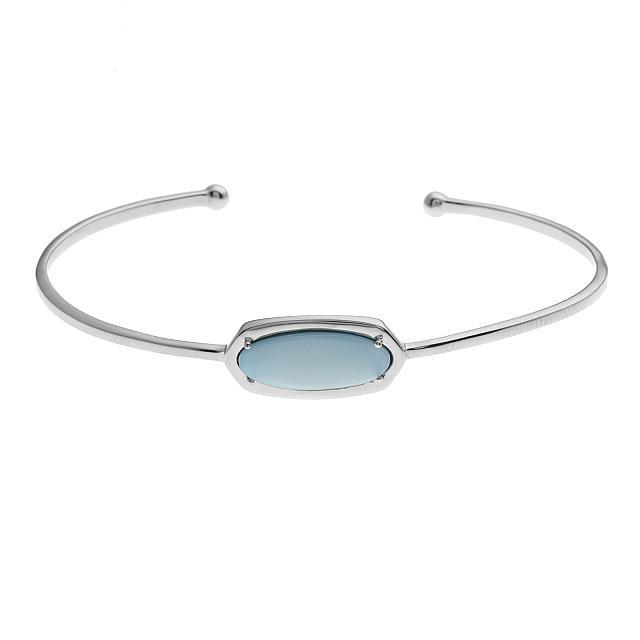 Silver Tone Blue MOP Bracelet (1 of 1)