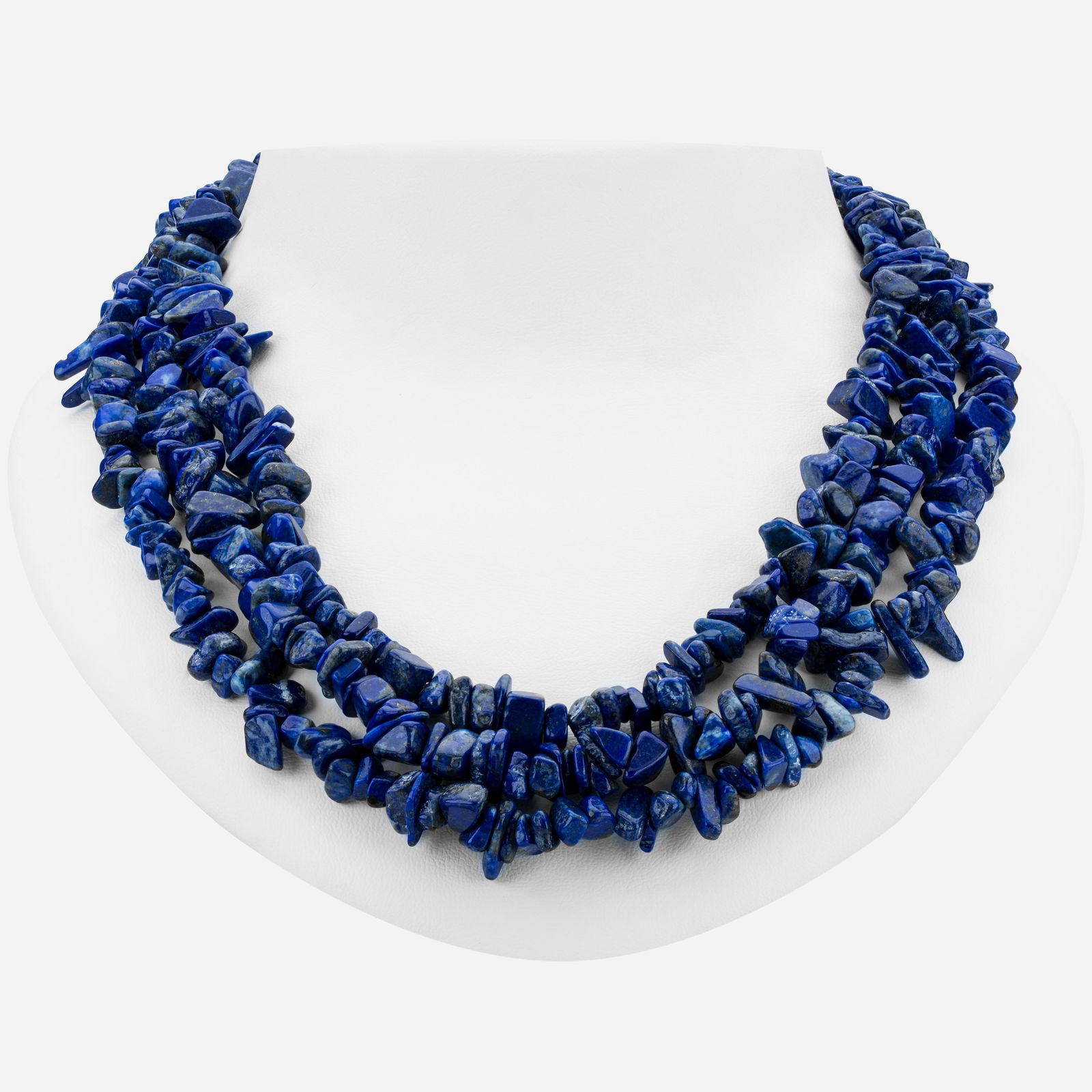 Silver Lapis Chips Multi Strand Beaded Necklace (1 of 3)