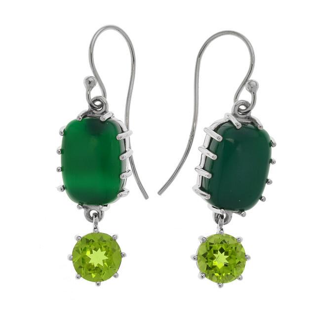 Silver 3.92ct Peridot & Green Agate Drop Earring (1 of 1)