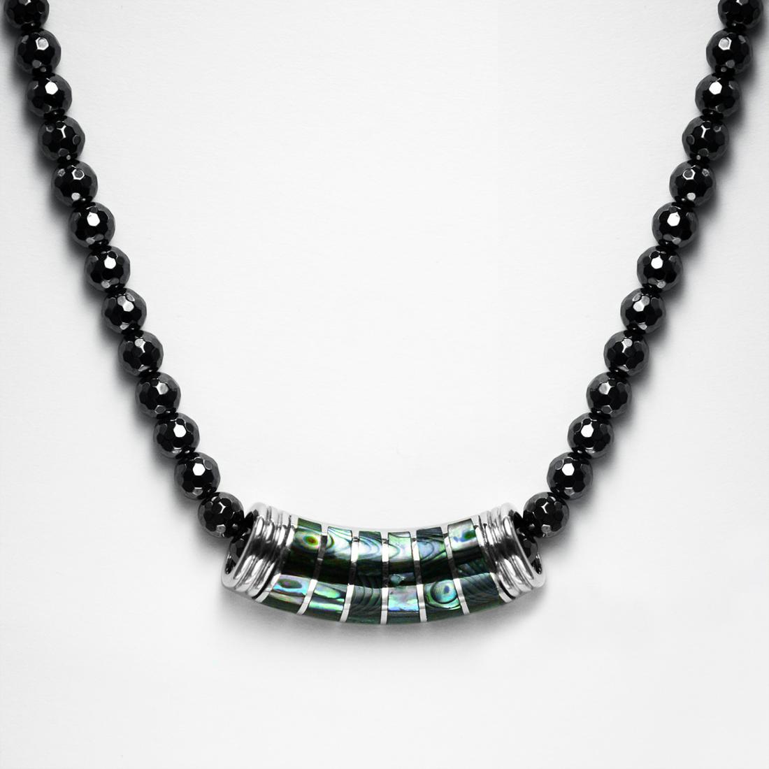 Abalone Slide Pendant with Hematite Necklace 18" (1 of 3)