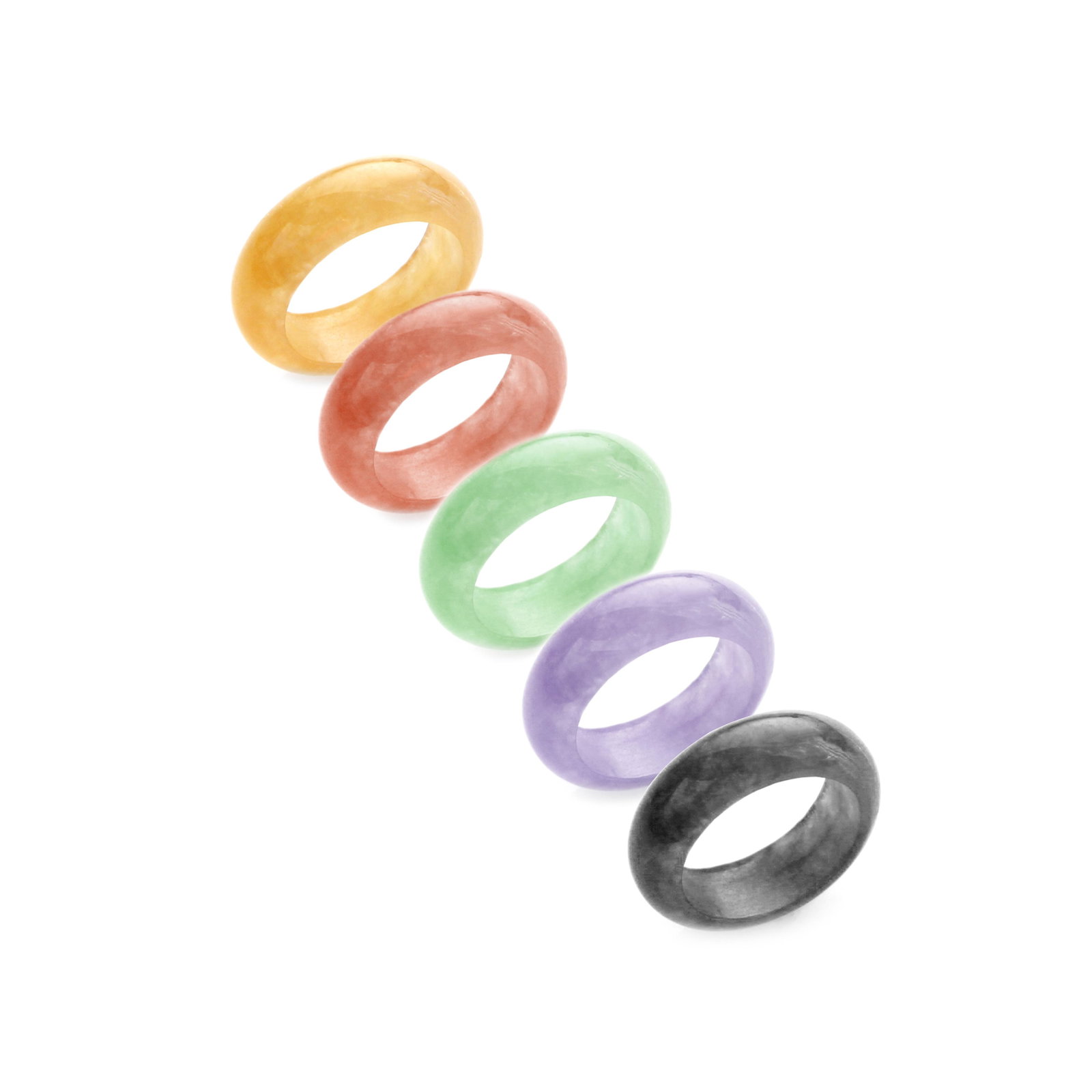 Set of 5 Stackable Jade Band Rings-Size 7 (1 of 1)