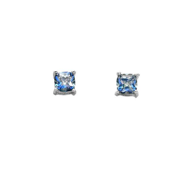 Silver Tone Blue CZ Stud Earrings (1 of 1)
