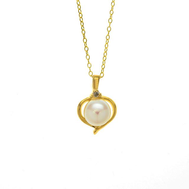 18K over Silver Freshwater Pearls Heart Pendant (1 of 1)