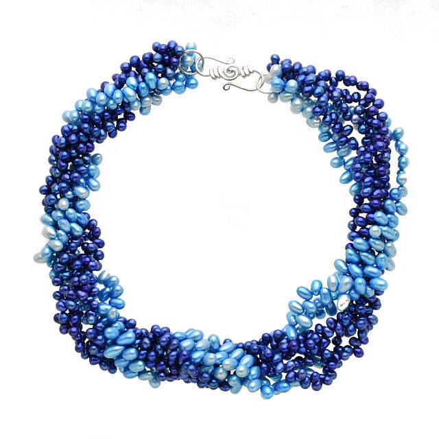 Sterling Silver Blue Freshwater Pearl Necklace 18" (1 of 1)