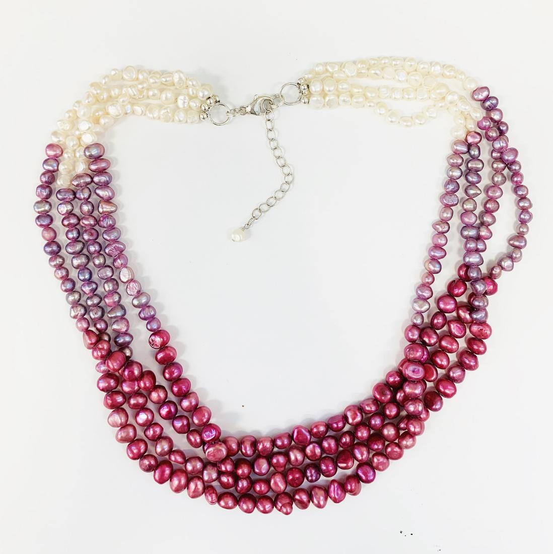 Silver Multi Color Freshwater Pearls Necklace 18" (1 of 2)