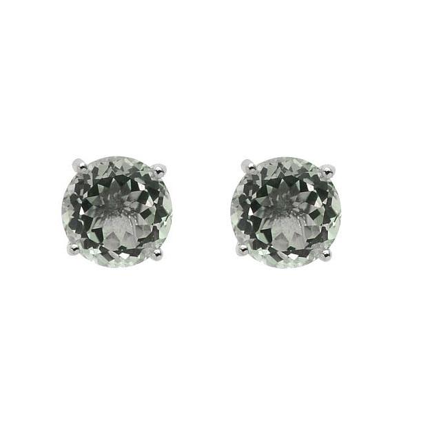 Silver 5.88ct Green Amethsyt 10MM Stud Earrings (1 of 2)