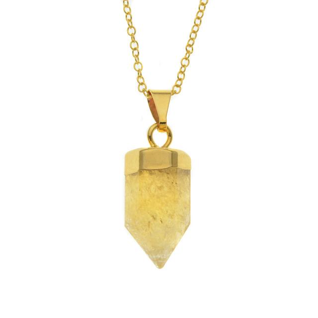Gold Dipped Champagne Quartz Arrowhead Pendant (1 of 1)
