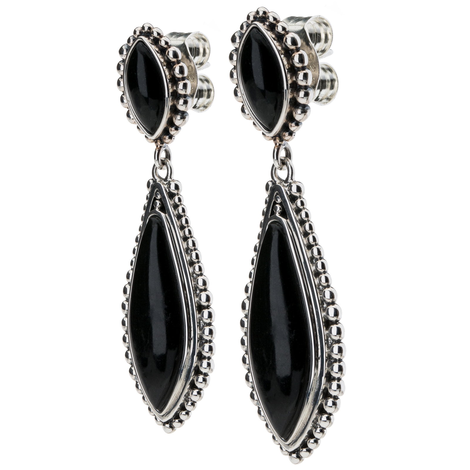 Sterling Silver Black Moon Stone Beaded Earrings (1 of 3)