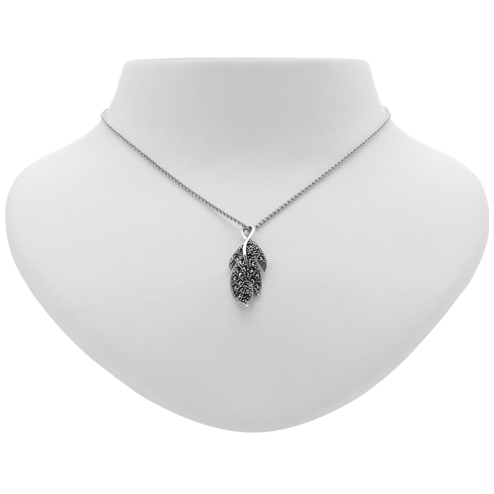 Sterling Silver Marcasite Dimensional Leaf Pendant: There’s no better designer than Mother Nature—that’s where Addison Lane’s Weekend Collection has turned for inspiration for this lovely pendant necklace. Beautifully crafted in