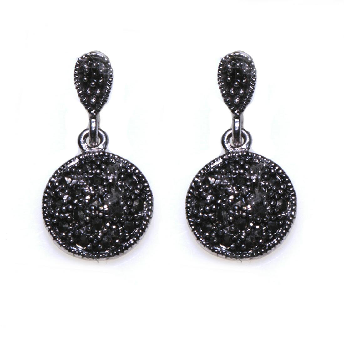 Silver Tone Marcasite Dangle Earrings (1 of 1)