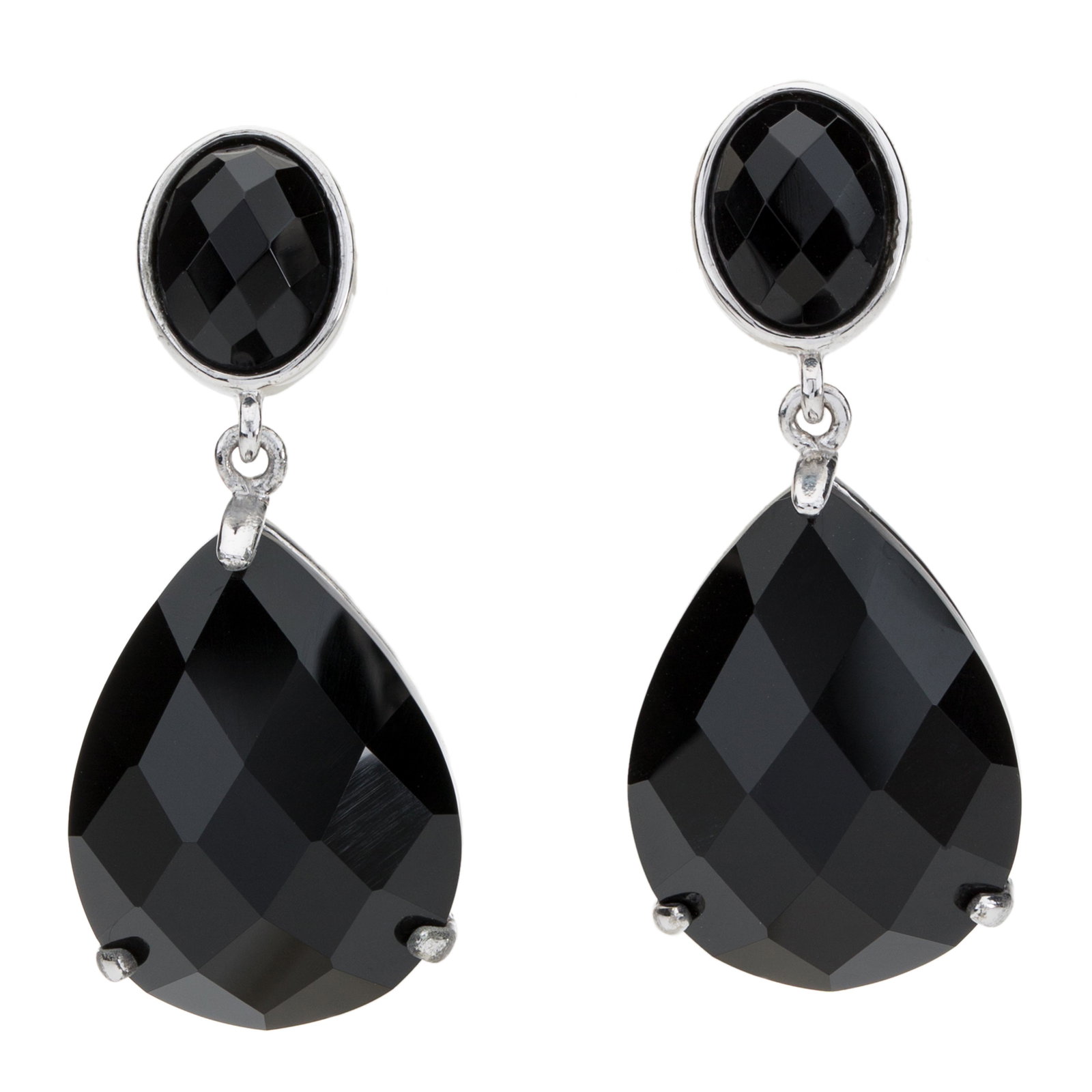 Sterling Silver Black Onyx Drop Earrings (1 of 3)