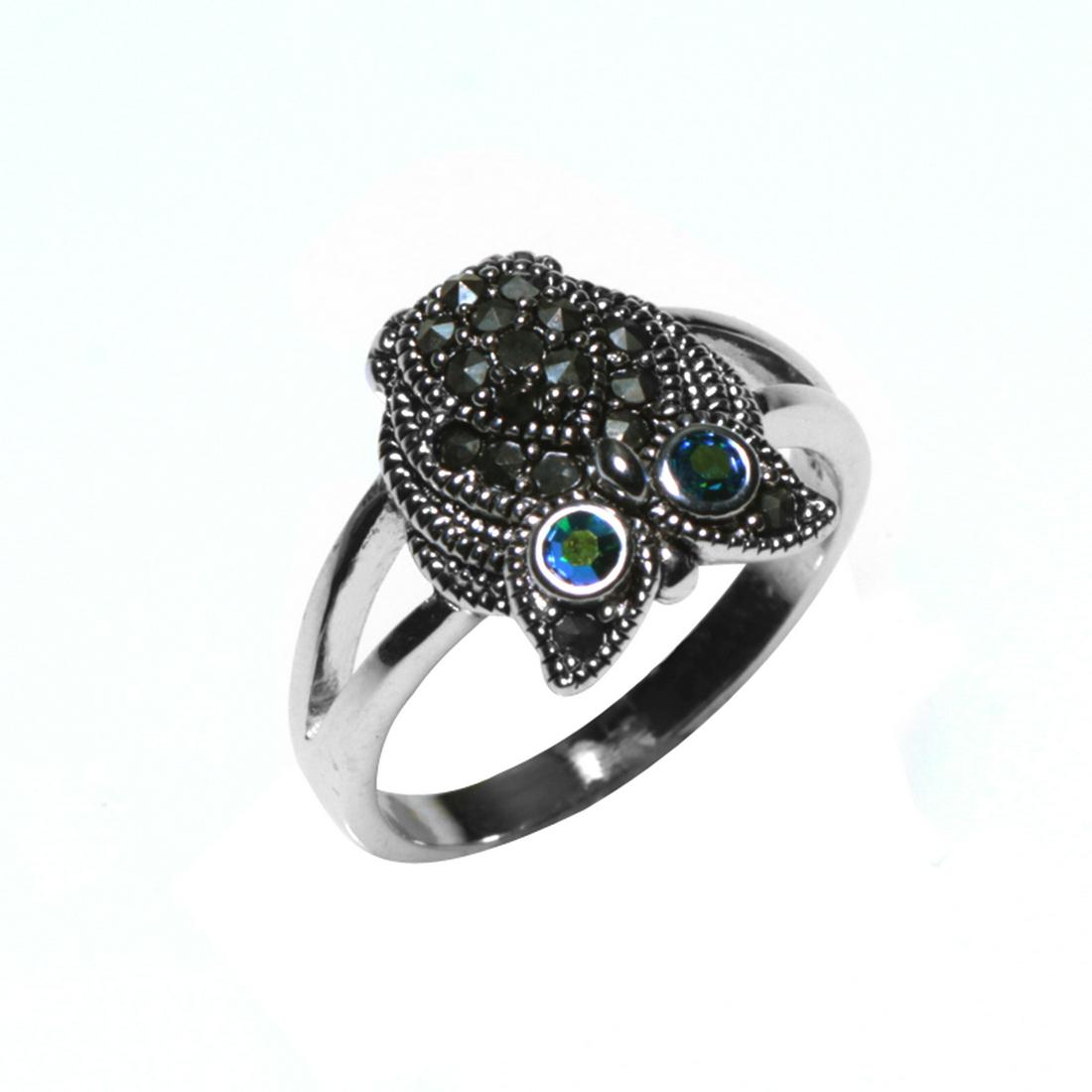 Silver Tone Marcasite Qwl Ring-SZ 7.5 (1 of 1)