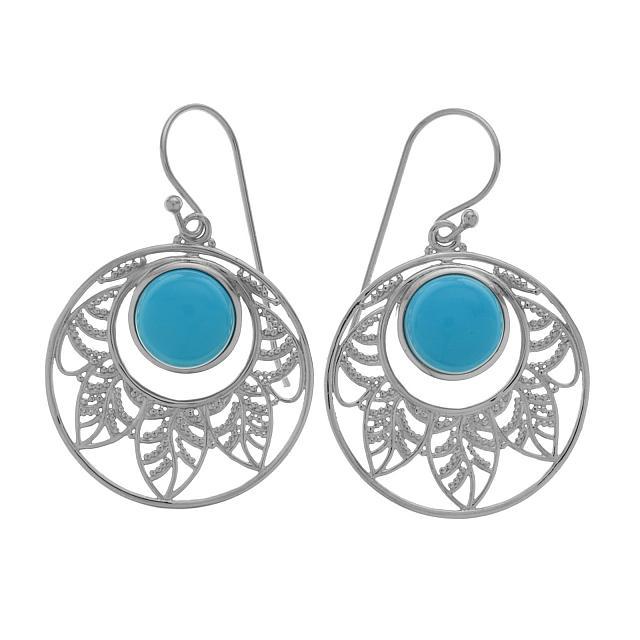 Sterling Silver Turquoise Leaf Drop Earrings (1 of 1)