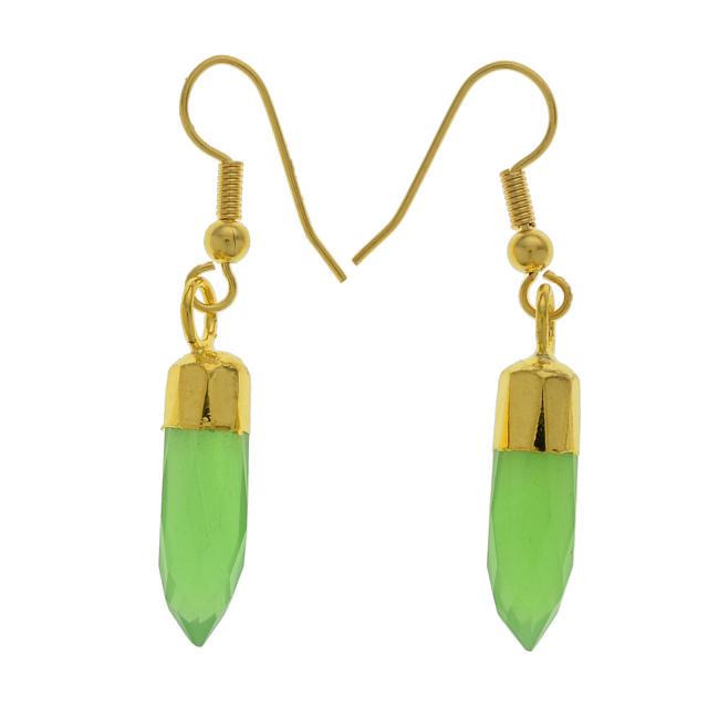 Gold Tone Dyed Green Quartz Earrings (1 of 1)