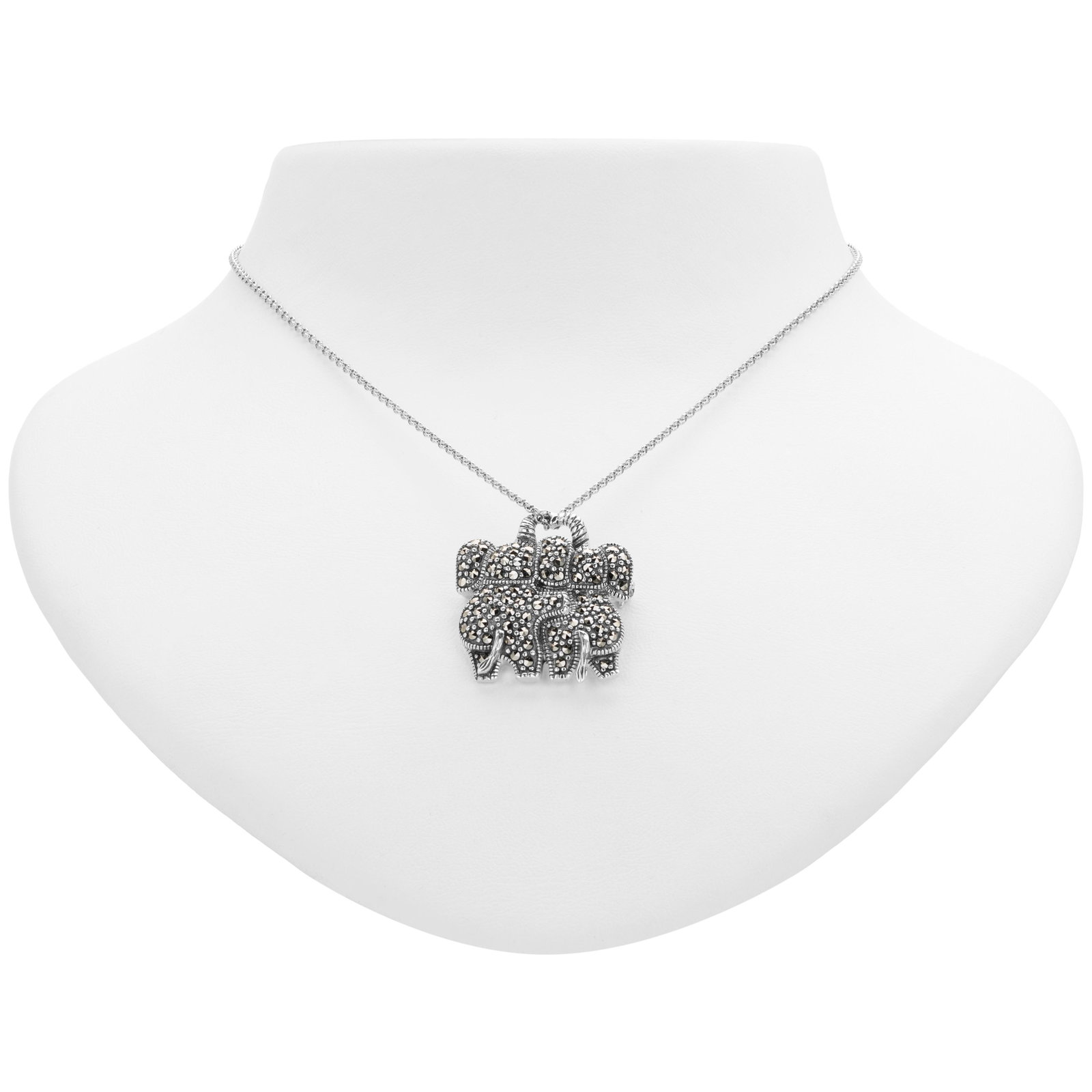 Silver Marcasite Double Elephant Pin/Pendant: Wear it as a pin or a lovely pendant necklace—this delightful design from Addison Lane’s Animal Kingdom collection does double duty. These charming elephant buddies are beautifully crafted