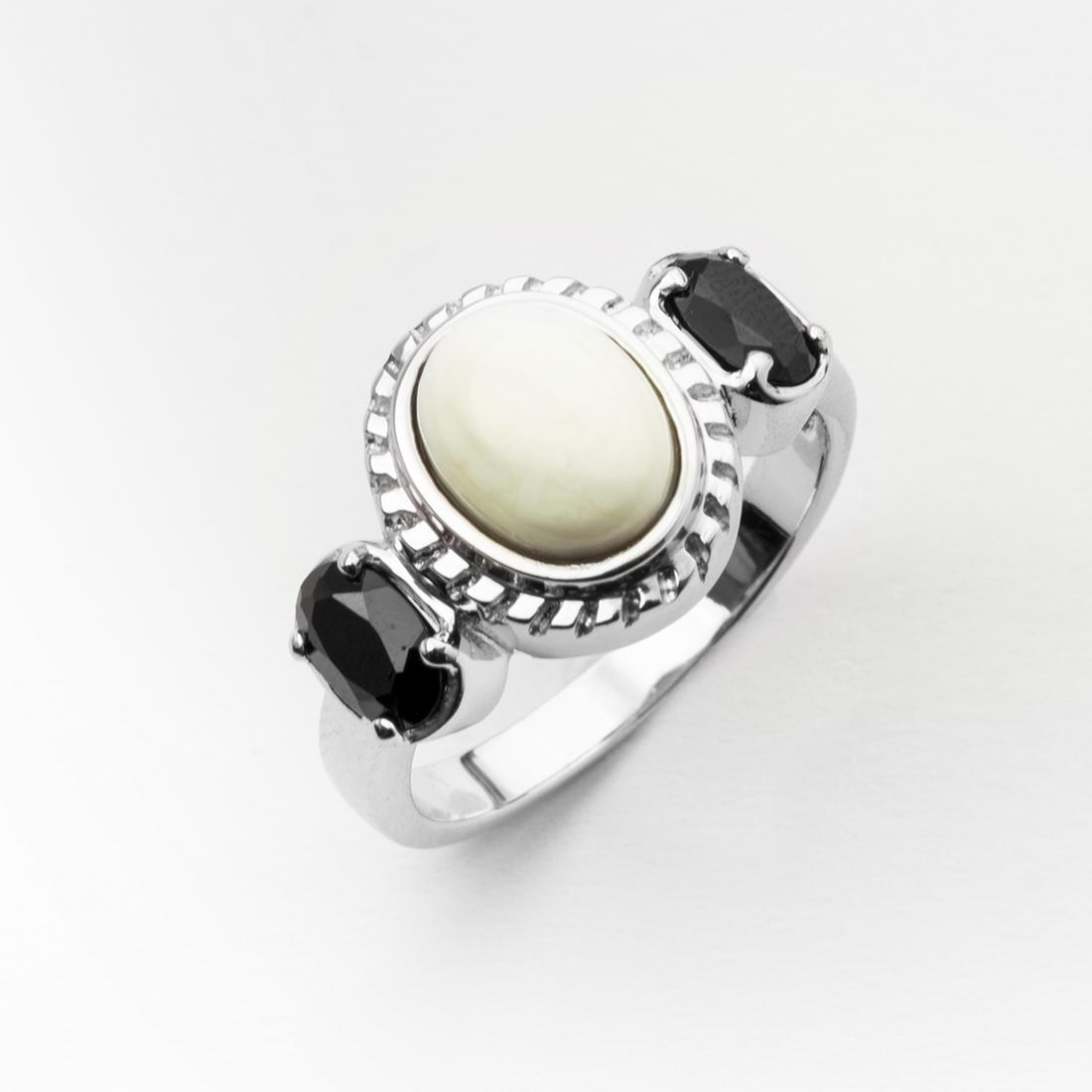 Silver Quartz & Spinel Three Stone Ring-SZ 8 (1 of 1)