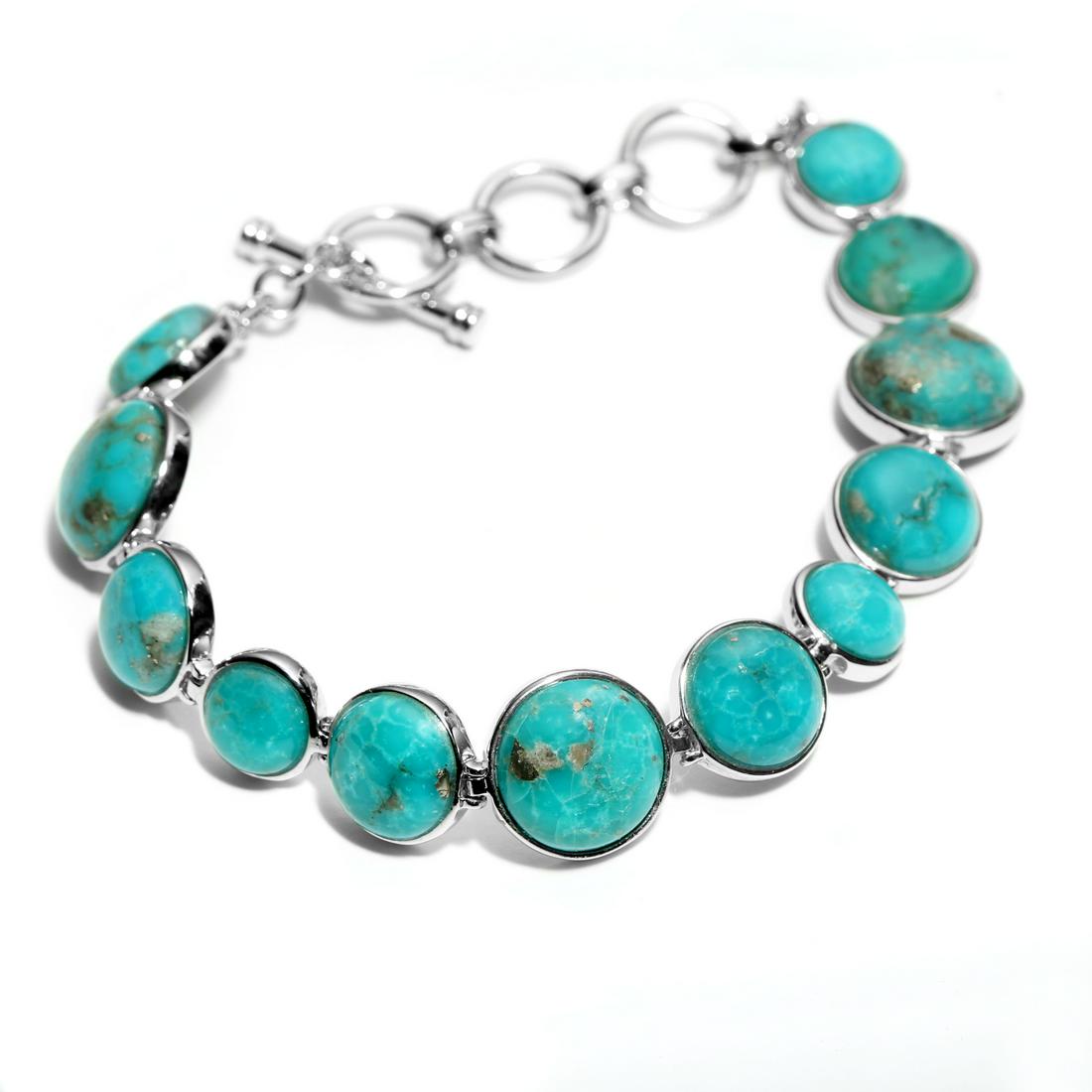 Silver Campo Frio Turquoise Toggle Bracelet 8" (1 of 2)
