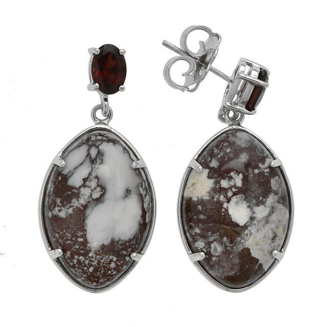 Sterling Silver Wild Horse & Garnet Drop Earrings (1 of 1)