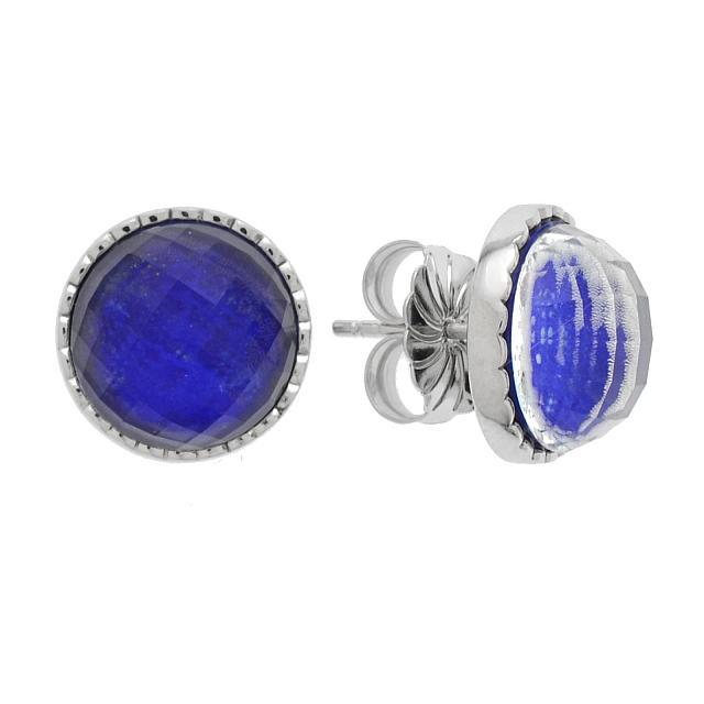 Silver Lapis Quartz Doublet Stud Earrings (1 of 1)