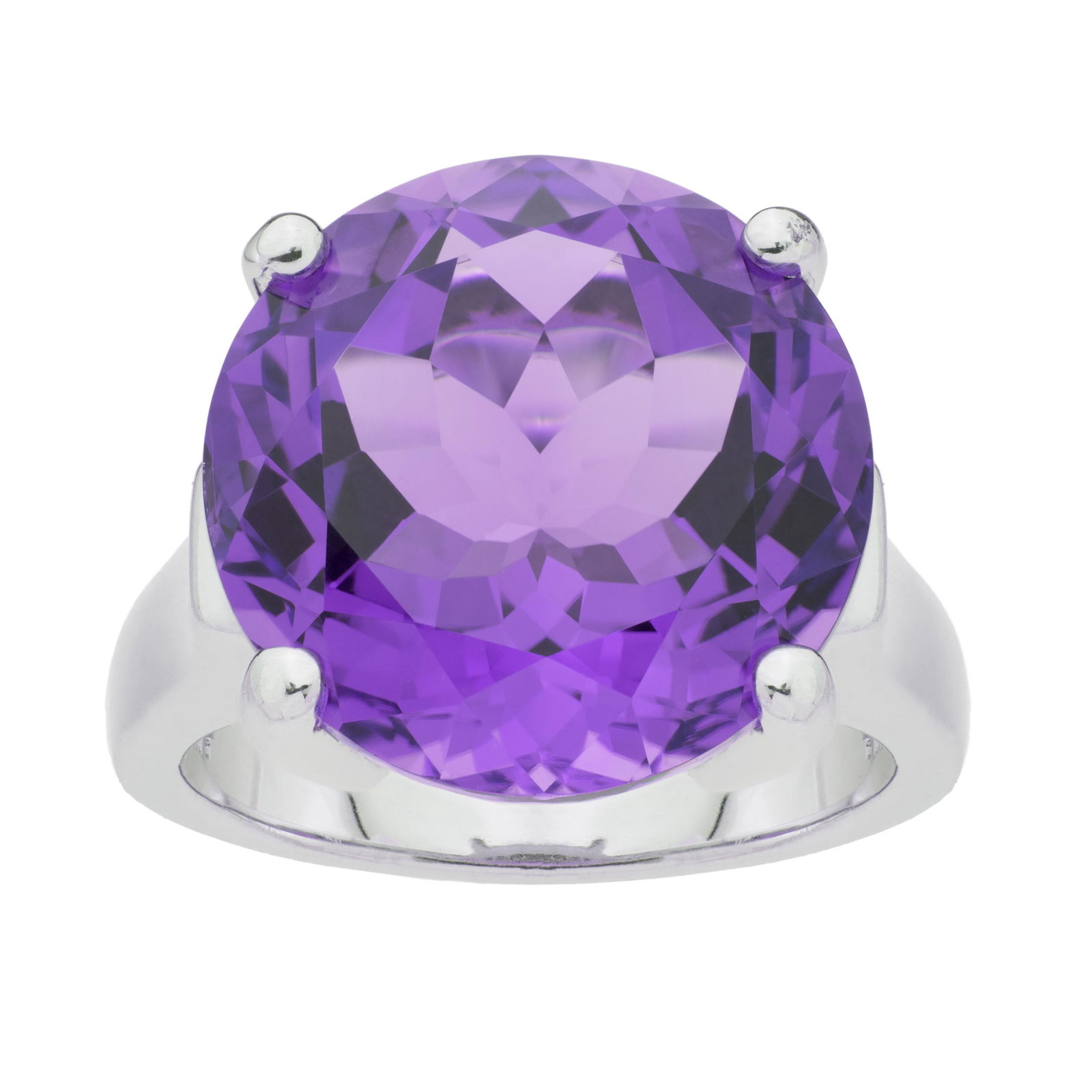 Silver 11.70ct Amethyst Solitaire Ring-SZ 7 (1 of 3)